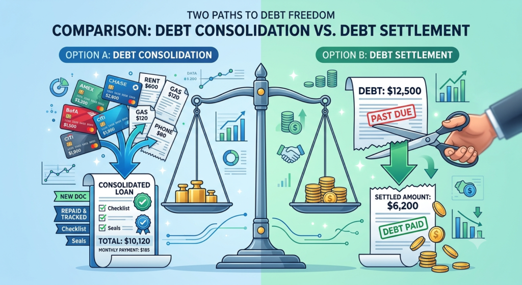 debt consolidation vs debt settlement